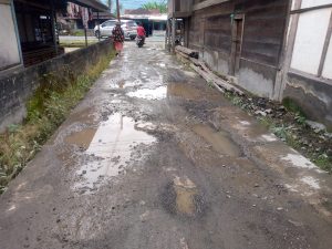 Pembangunan Jalan Rabat Beton di kelurahan durian Depun tahun 2023 Sudah hancur di duga merugikan uang Negara.